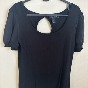 White House Black Market; Women's Black Shirt; cut out.